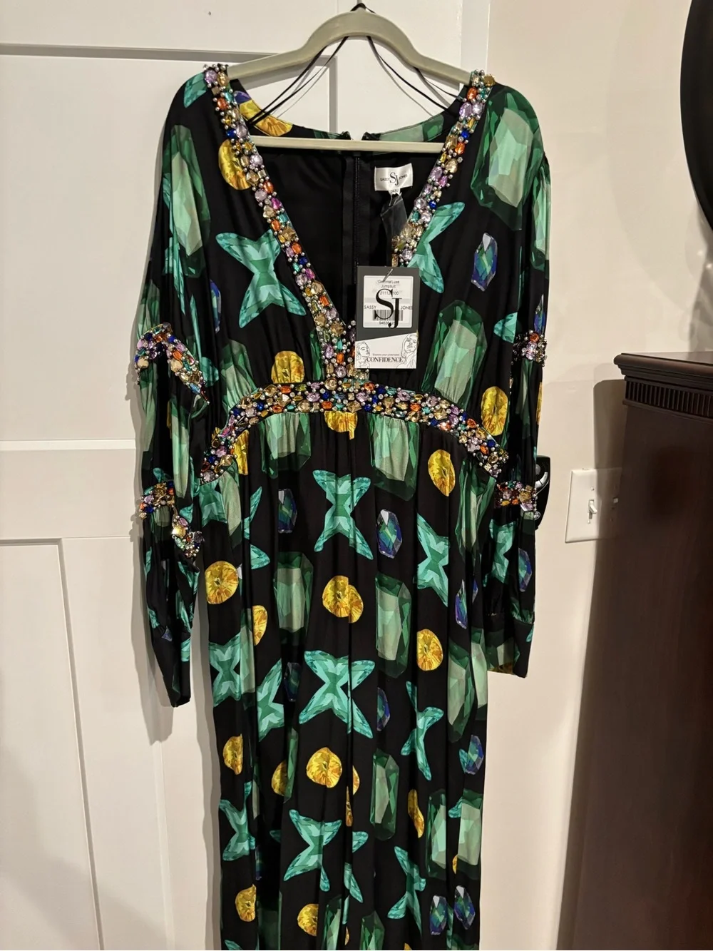 Sassy Jones Gemma Luxe Jeweled Jumpsuit New - Picture 3 of 11